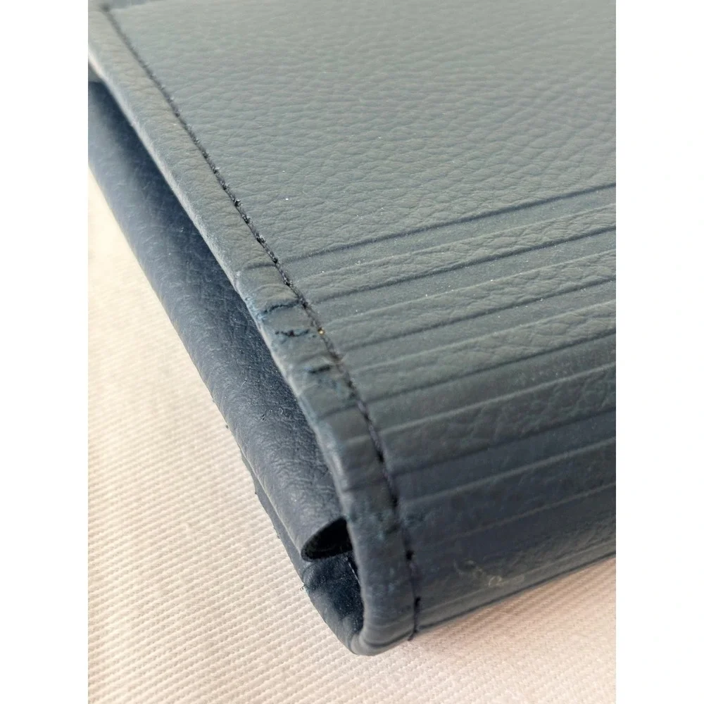 Land Rover‎ Navy Blue Textured Leather Document Holder Long Wallet Embossed Logo